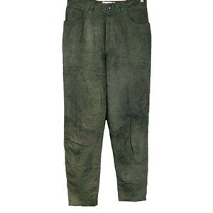 Lanna Forest Green Brushed Leather Breeches Trousers High Waist Pants 12